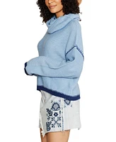 Driftwood Women's Contrast-Stitch Cowlneck Sweater