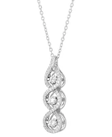 Diamond Crossover Triple Twist Pendant Necklace (1/3 ct. t.w.) in 10k White Gold, 16" + 1" extender