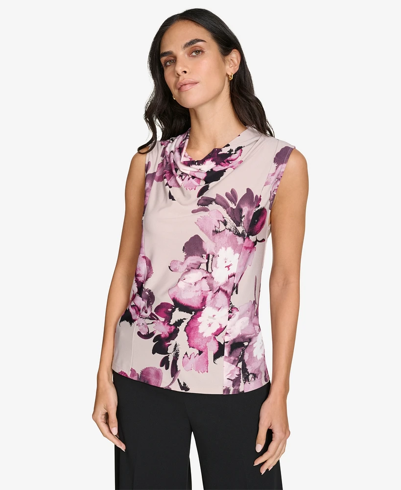 Calvin Klein Women's Drape-Neck Sleeveless Blouse