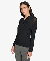 Calvin Klein Women's V-Neck Long-Sleeve Top