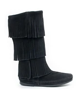 Minnetonka Women's Suede -Layer Fringe Boots