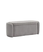 Storage Ottoman, Bedroom End Bench, Upholstered Fabric Storage Ottoman with Safety Hinge, Entryway Padded Footstool, Ottoman Bench for Living Room & B