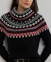 Lauren Ralph Women's Fair Isle Cotton Turtleneck Sweater