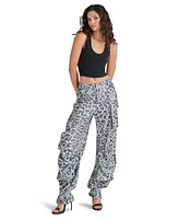 Steve Madden Women's Duo Sequined Animal-Print Cargo Pants