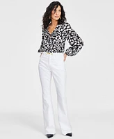 I.n.c. International Concepts Women's Belted Flared-Leg Jeans, Exclusively at Macy's