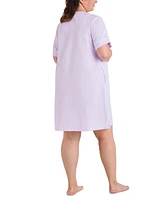 Miss Elaine Plus Short-Sleeve Seersucker Robe