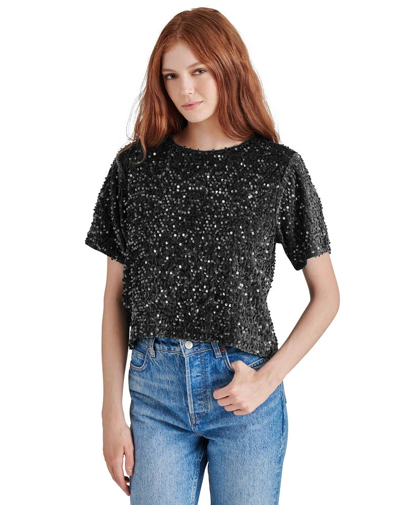 Steve Madden Women's Cressa Sequined Velvet Top