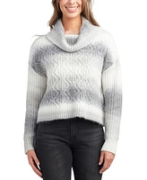 Bcx Juniors' Cowlneck Dropped-Shoulder Cable-Knit Sweater