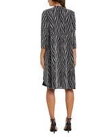 R & M Richards Petite 2-Pc. Glittered Zebra-Print Jacket Necklace Dress Set