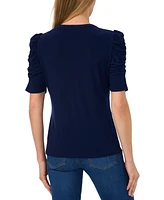 CeCe Women's Shirred-Sleeve Embellished-Button Top