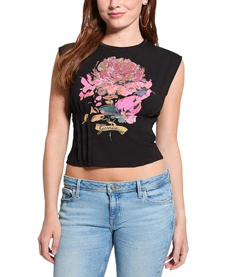 Guess Women's Pigment Rose Corset Sleeveless T-Shirt