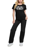 Guess Women's Tiger Eyes Graphic Crewneck Cotton Easy T-Shirt