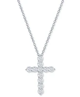 Diamond Cross Pendant Necklace (1 ct. t.w.) 14k White or Yellow Gold, 16" + 2" extender