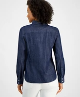 Nautica Jeans Women's Chambray Roll-Tab Button Shirt