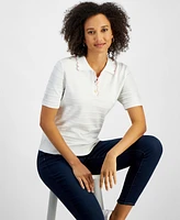 Nautica Jeans Women's Scalloped-Collar Polo Sweater