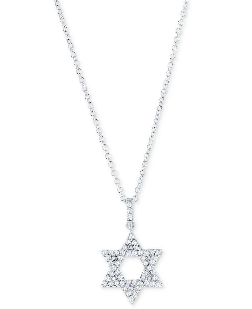 Diamond Star of David Pendant Necklace (1/4 ct. t.w.) 14k White or Yellow Gold, 16" + 2" extender