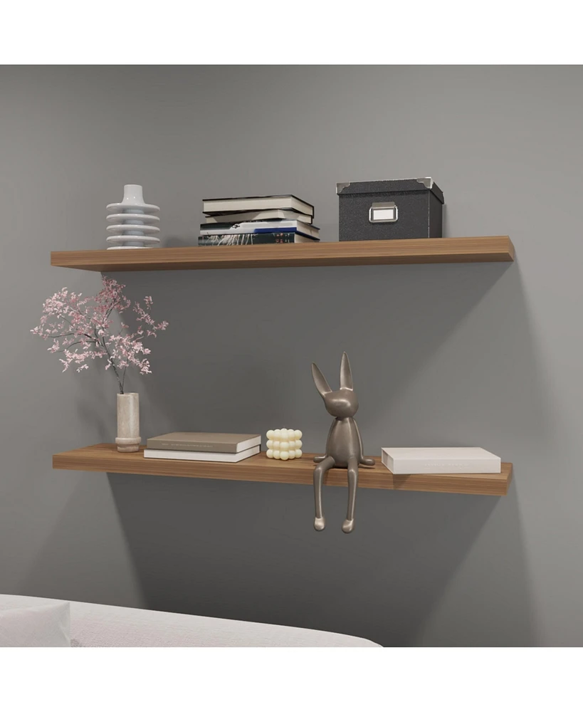 Fm Furniture Greer floating shelf in melamine x2,mahogany gales