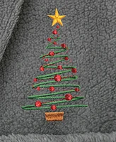 Linum Home Christmas Tree Kids Super Plush Double Brushed Hooded Bathrobe