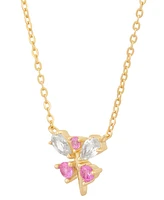 2-Pc. Set Lab Created Pink Sapphire (1/2 ct. t.w.) & Lab Created White Sapphire (1-1/20 ct. t.w.) Dragonfly Pendant Necklace & Matching Hoop Earrings