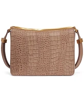 Donna Karan Jericho Croco Wave Flap Shoulder with Sculpted Hardware