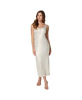 Bebe Women's Foil Rib Tan Maxi Dress