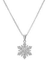 Lab Grown White Sapphire Snowflake 18" Pendant Necklace (1/4 ct. t.w.) in Sterling Silver