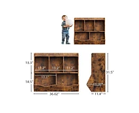 Gaomon Toy Storage Organizer, Bookshelf for Kids, Wood Toys Storage Cabinet, Toddler Book Toy Shelf, 5 Cubby Bookcase Footboard for Playroom, School,