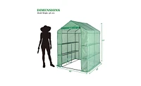 Slickblue Pipe Greenhouse with 8-Piece Grid Flower Stand - Zipper Rolling Door & Pe Cloth for Plants