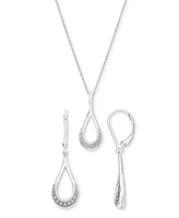 2-Pc. Set Diamond Open Teardrop Pendant Necklace & Matching Drop Earrings (1/6 ct. t.w.) in Sterling Silver, Created for Macy's