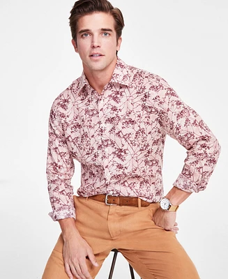 Club Room Men's Lisbon Long Sleeve Button-Front Printed Linen Shirt, Exclusively at Macy's