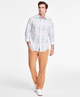 Club Room Men's Zurich Long Sleeve Button-Front Printed Linen Shirt, Exclusively at Macy's