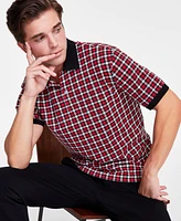 Club Room Men's Short Sleeve Houndstooth Pique Polo Shirt, Exclusively at Macy's