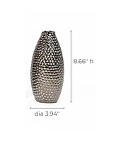 LuxenHome Antique Gold Dimpled -Inch Tall Terracotta Vase