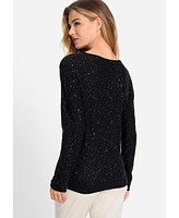 Olsen Women's Allover Sparkle V-Neck Pullover