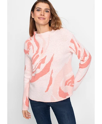 Olsen Women's Abstract Rose Pullover