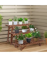 Unho 3pcs Plant Rack Stand Ladder Garden Corner Flower Pots Holder Wood Display Shelf