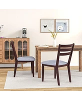 Gymax Upholstered Dining Chair Set of Armless Cushioned Seat Hollow Curved Backrest