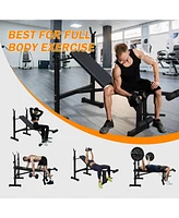 Slickblue Bench Press Set with Squat Rack and Bench Complete Home Gym Equipment for Full-Body Workouts