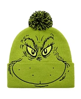 The Grinch Men's Dr. Seuss Face cuffed Knitted Pom Beanie