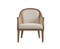 Hulala Home Werner Farmhouse Rattan Solid Wood Armchair with Olid Wood Frame and Legs