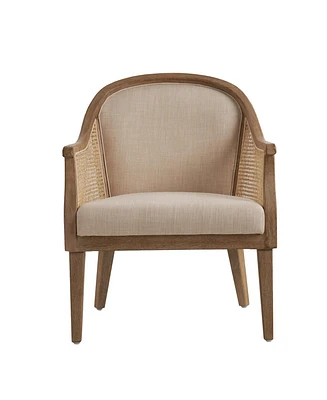 Hulala Home Werner Farmhouse Rattan Solid Wood Armchair with Olid Wood Frame and Legs
