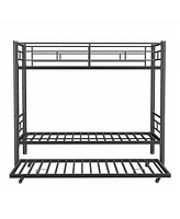 Slickblue Heavy-Duty Sturdy Metal Twin-Over-Twin Bunk Bed for Kids, Teens, or Adults