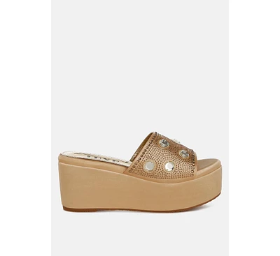 Meta charts Diamante & Rhinestone Flatform Sandals