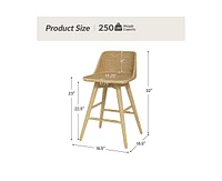 Hulala Home Mid-century Modern Uwe Wood Swivel Stool