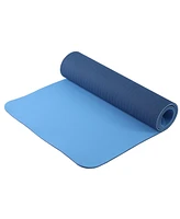 HolaHatha 72 x 24" Double Sided 0.25" Thick Non Slip Home Workout Yoga Mat, Blue