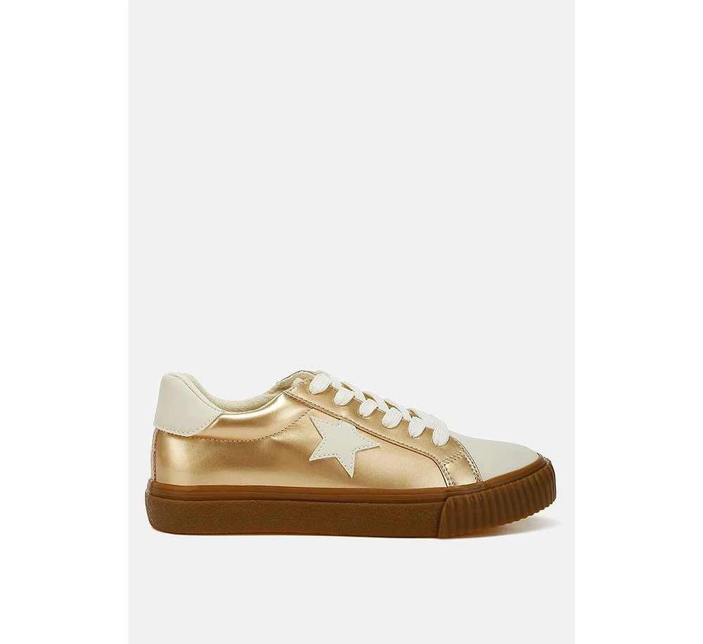 London Rag Jumping jacks Metallic Faux Leather Star Sneakers