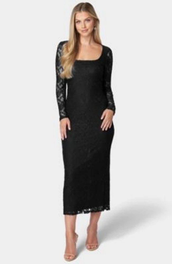 Bebe Womens Lace Square Beck Maxi Dress