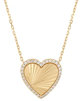 Diamond Heart Sunray Halo 18" Pendant Necklace (1/6 ct. t.w.) in 14k Gold-Plated Sterling Silver