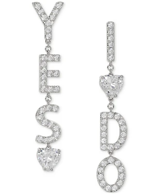 Ajoa by Nadri Rhodium-Plated Cubic Zirconia Yes I Do Mismatch Linear Drop Earrings