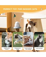 Slickblue 4-in-1 Automatic Interactive Cat Toy Rechargeable Laser & Feather Hide-and-Seek for Indoor Play